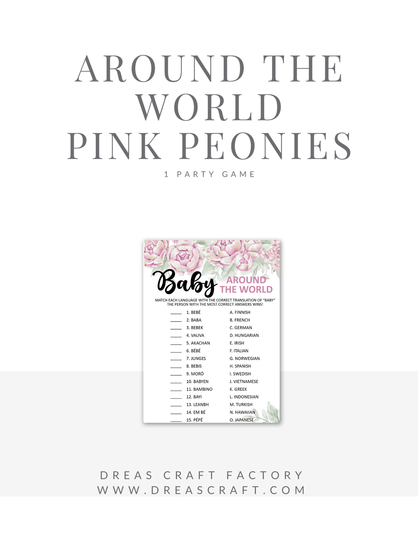 Baby Around The World- Pink Peonies