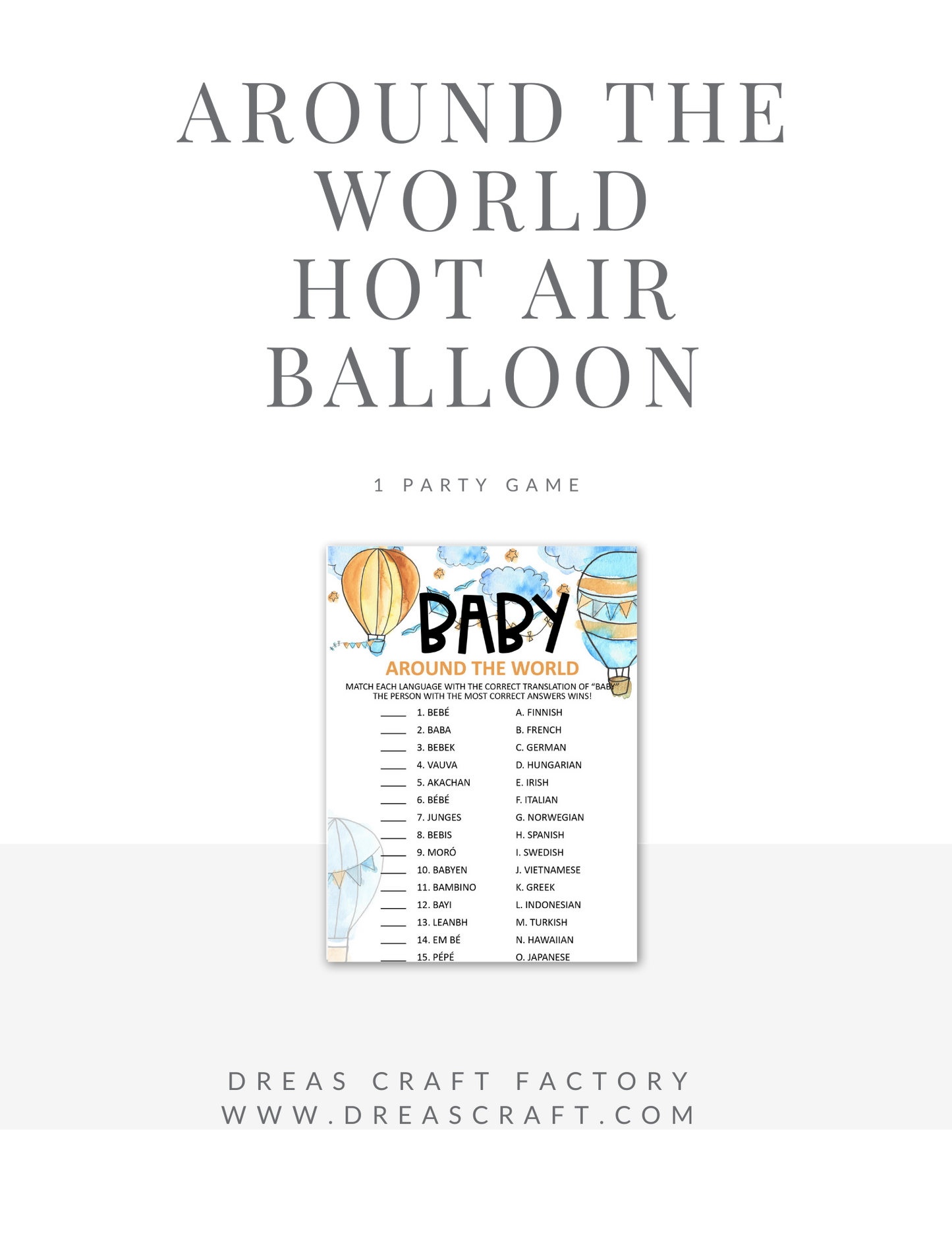 Baby Around the World Blue Hot Air Ballon