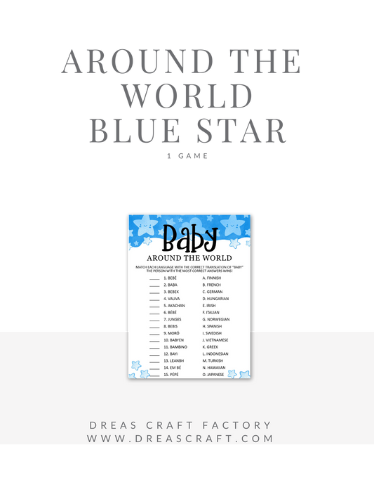 Boy Baby Around The World Baby Shower Party Game