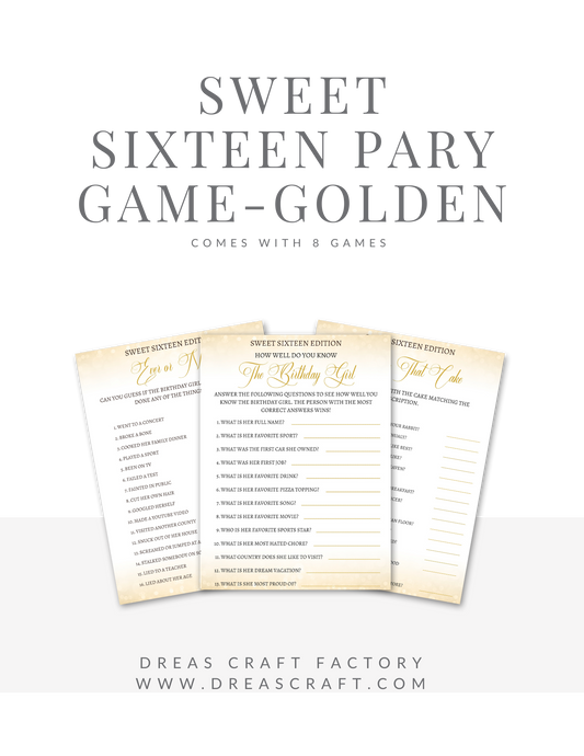 Sweet  Sixteen Birthday Party Game-Golden