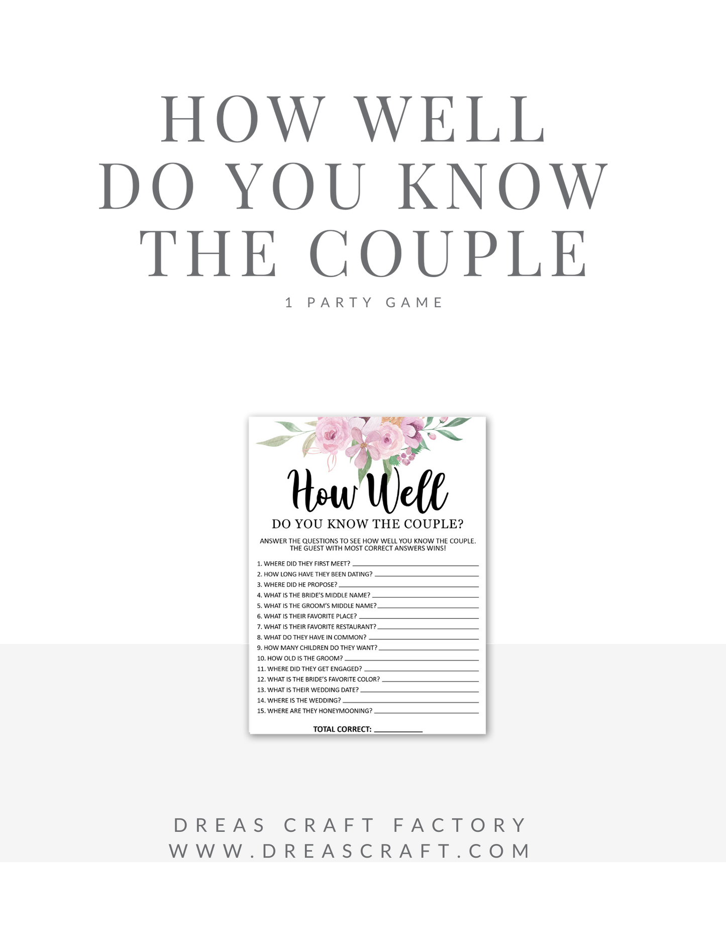 How Well Do You Know The Couple Bridal Party Game