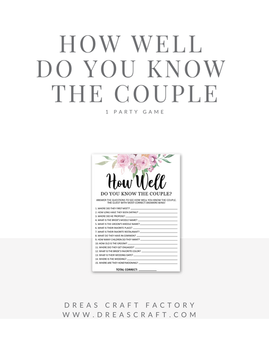 How Well Do You Know The Couple Bridal Party Game