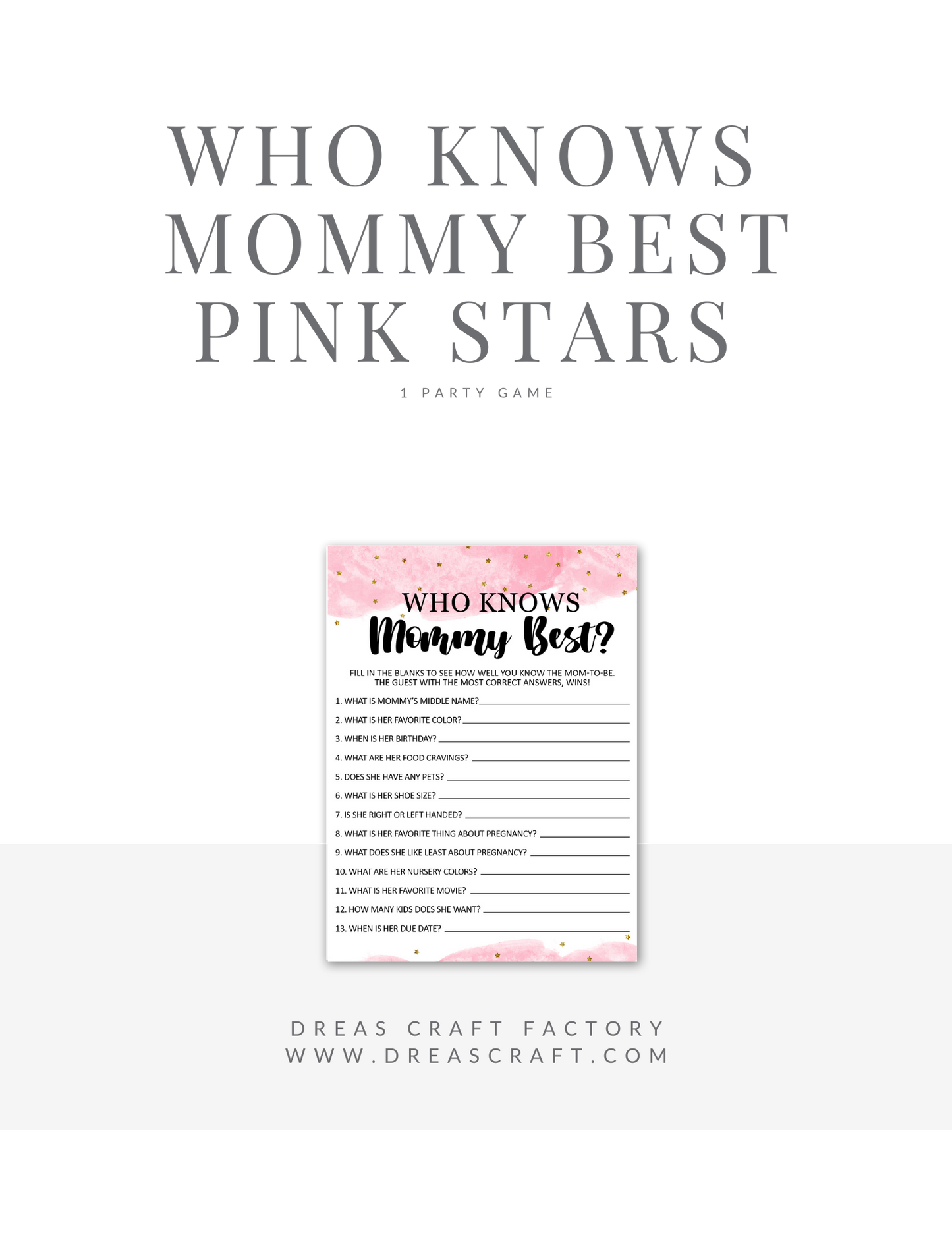 Who Knows Mommy Best Girl Baby Shower Game