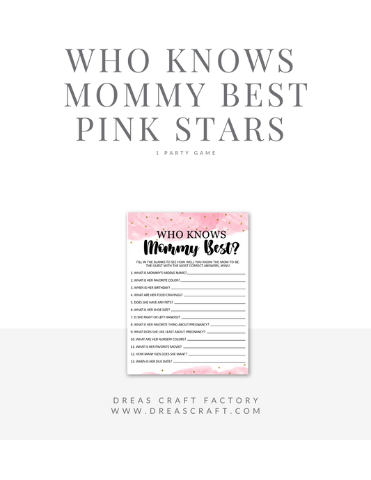 Who Knows Mommy Best Girl Baby Shower Game