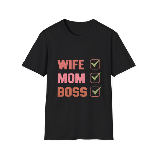 Wife, Mom, Boss Unisex Softstyle T-Shirt