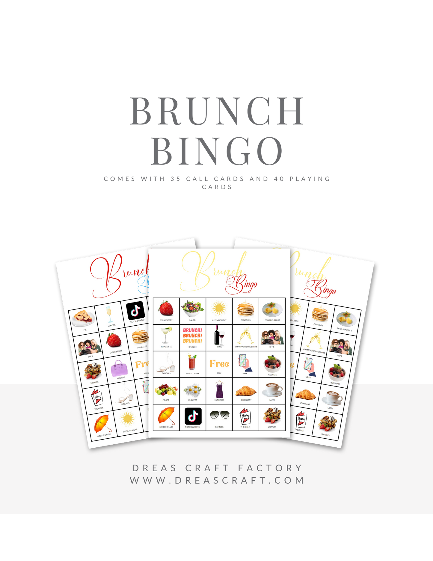 Brunch Party Bingo Game