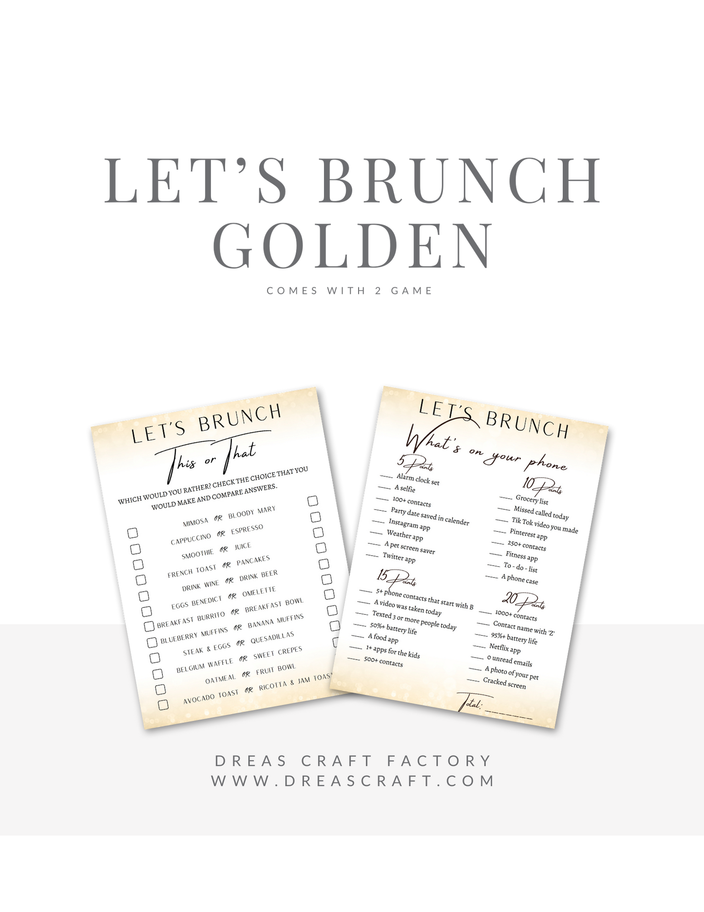 Let's Do Brunch Game- Golden