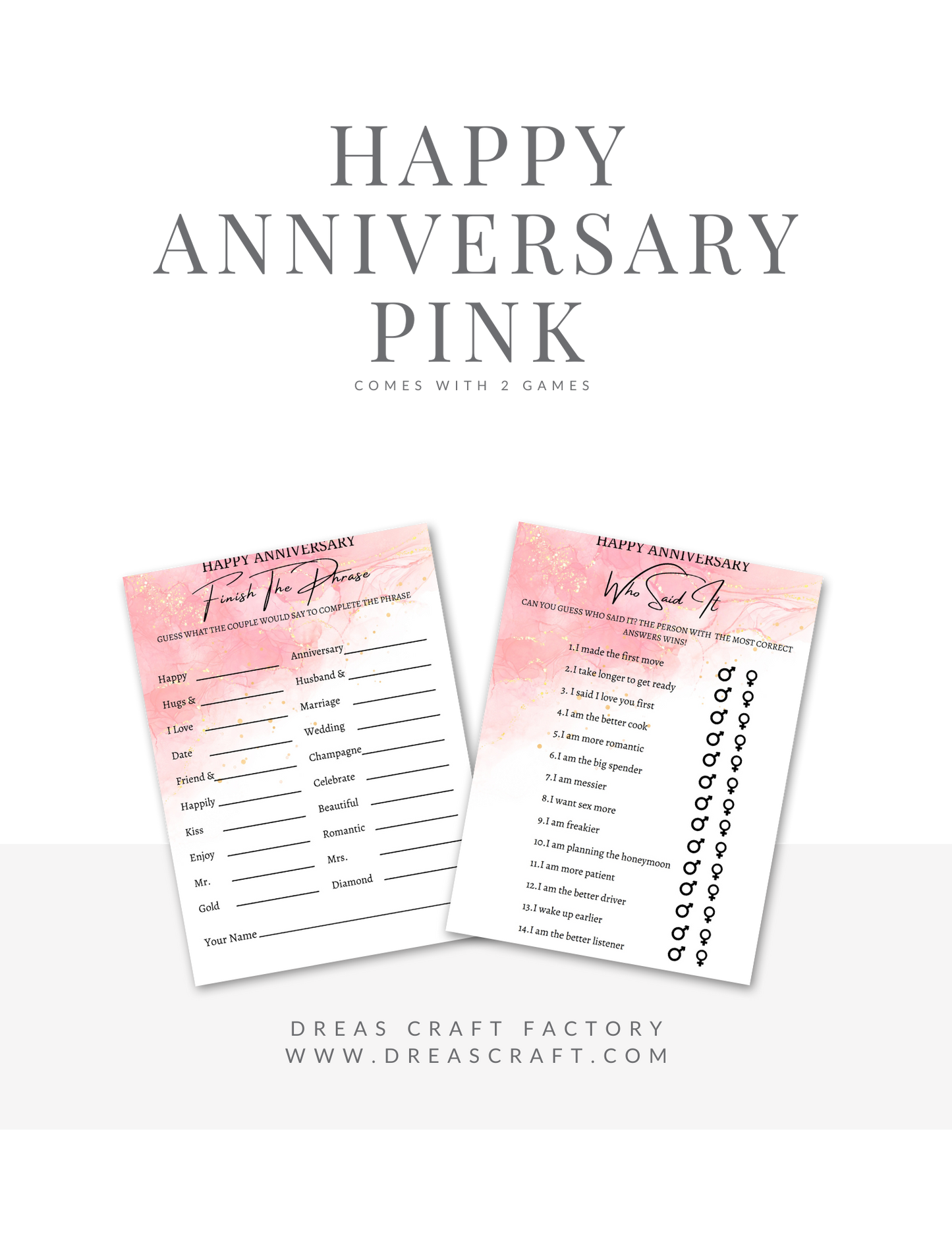 Pink Anniversary Party Game