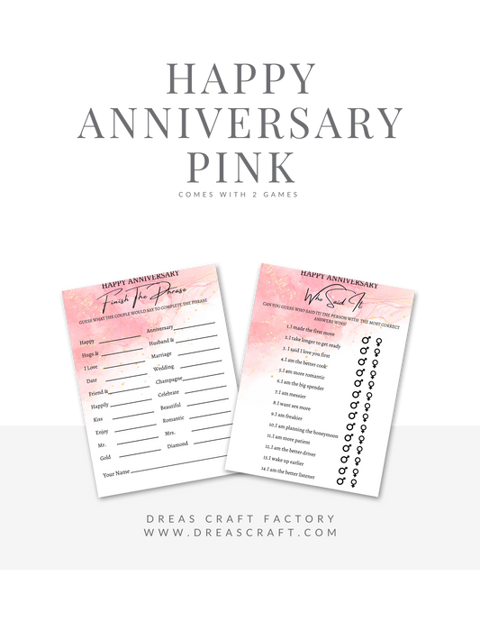 Pink Anniversary Party Game