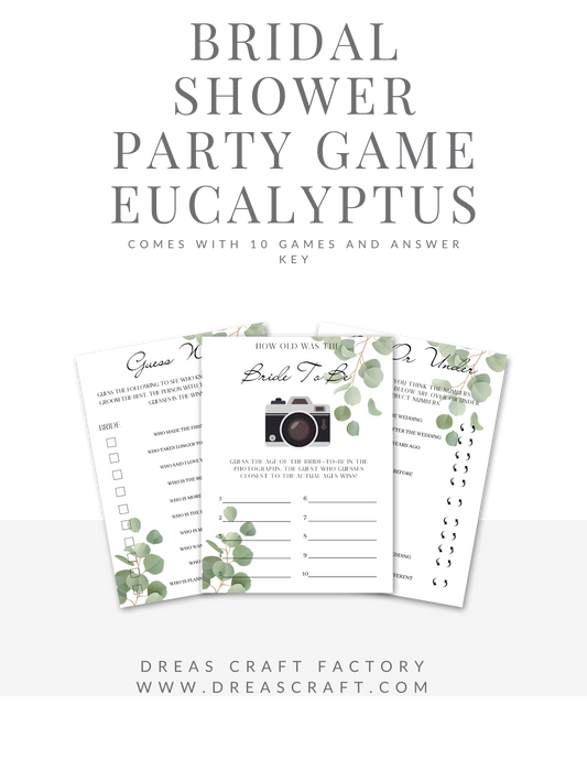 Bridal Shower Party Game-Eucalyptus Theme