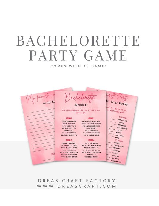 Dark Pink Bachelorette Party Game