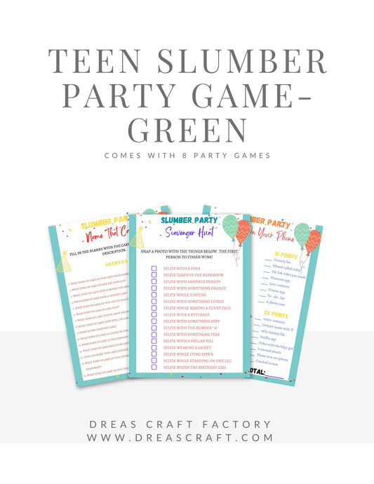 Teen Slumber Party- Green Hat Game