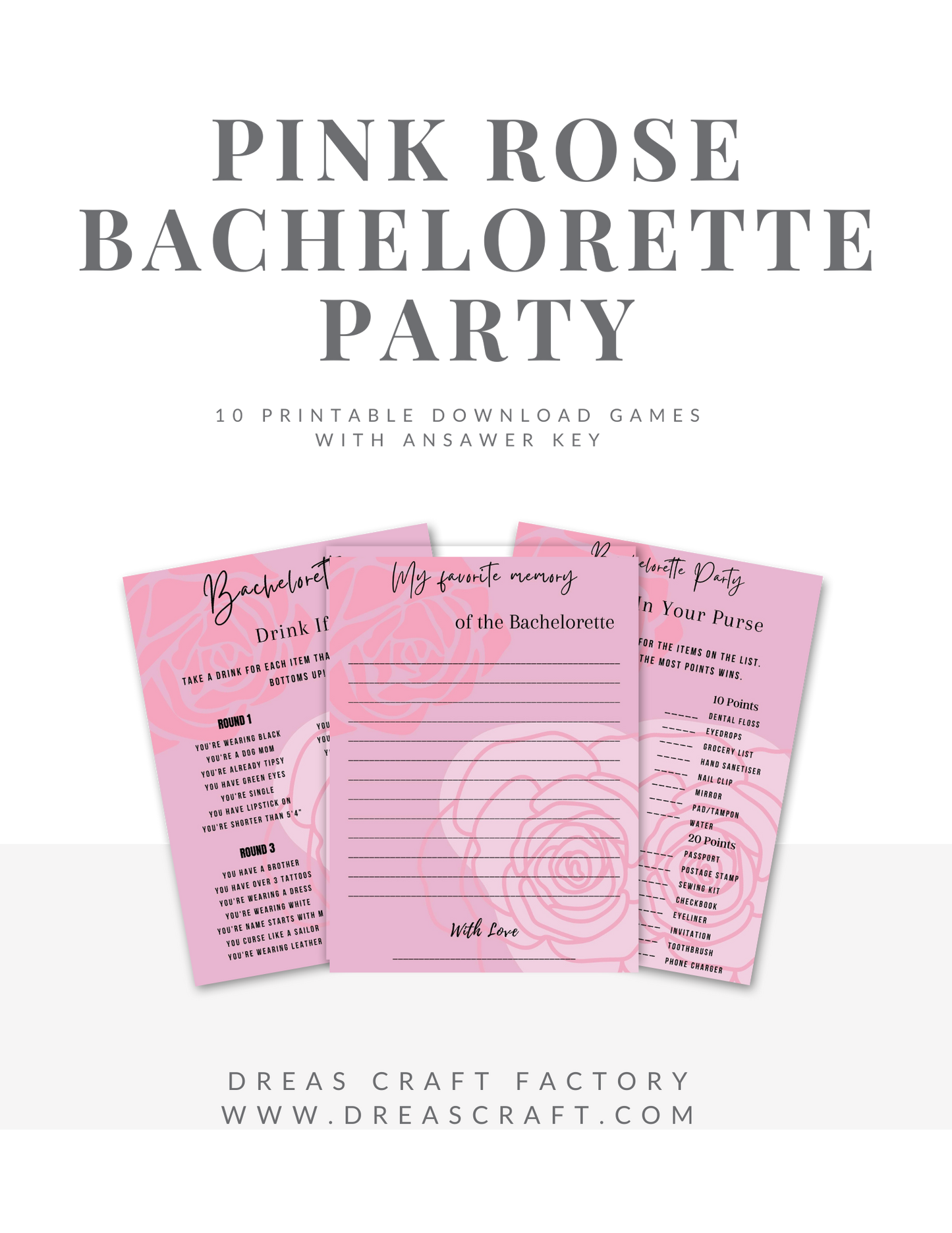 Pink Roses Bachelorette Party Game