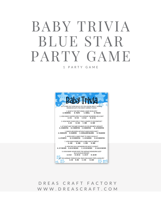 Baby Trivia Baby Shower Party Game-Boy Blue Star