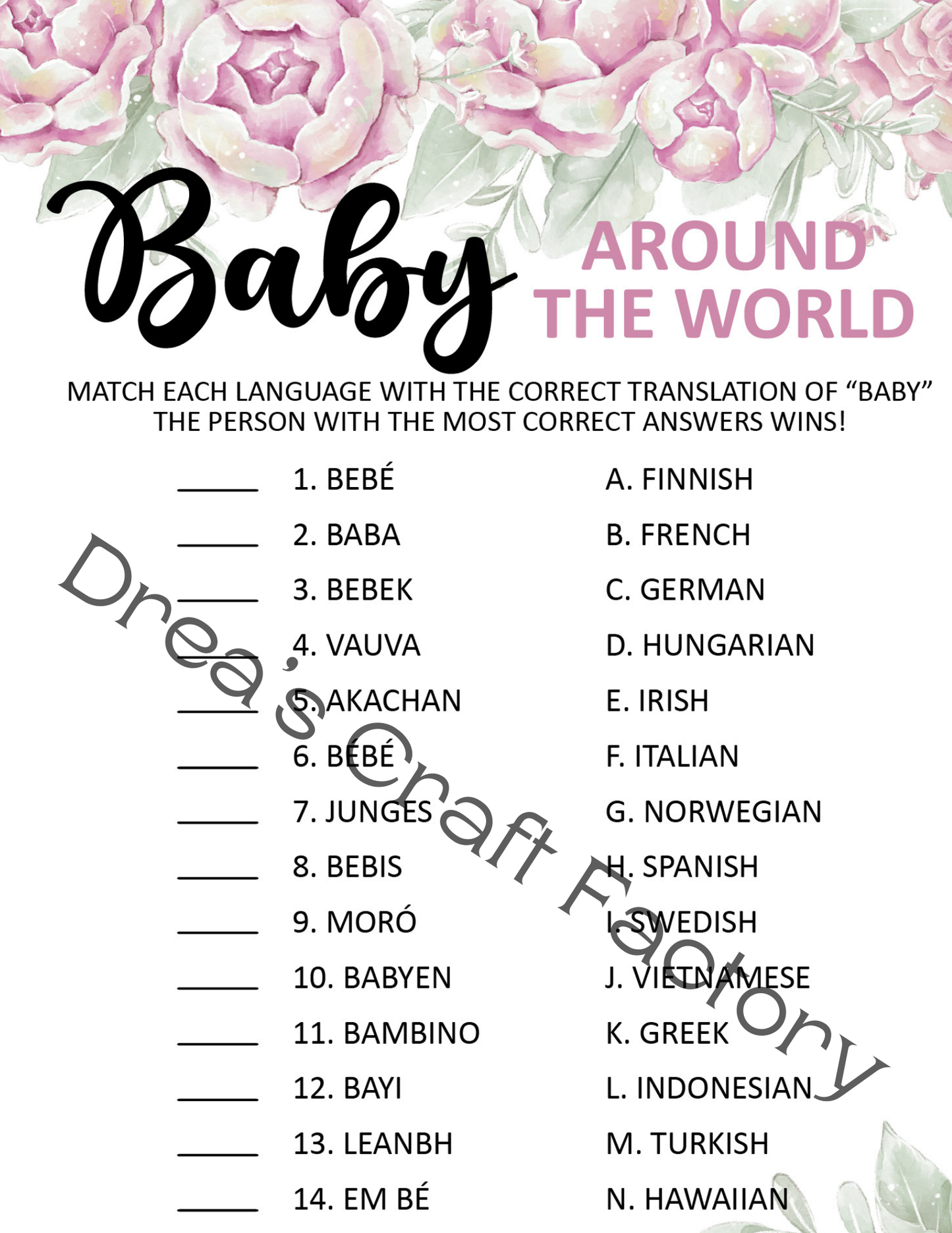 Baby Around The World- Pink Peonies