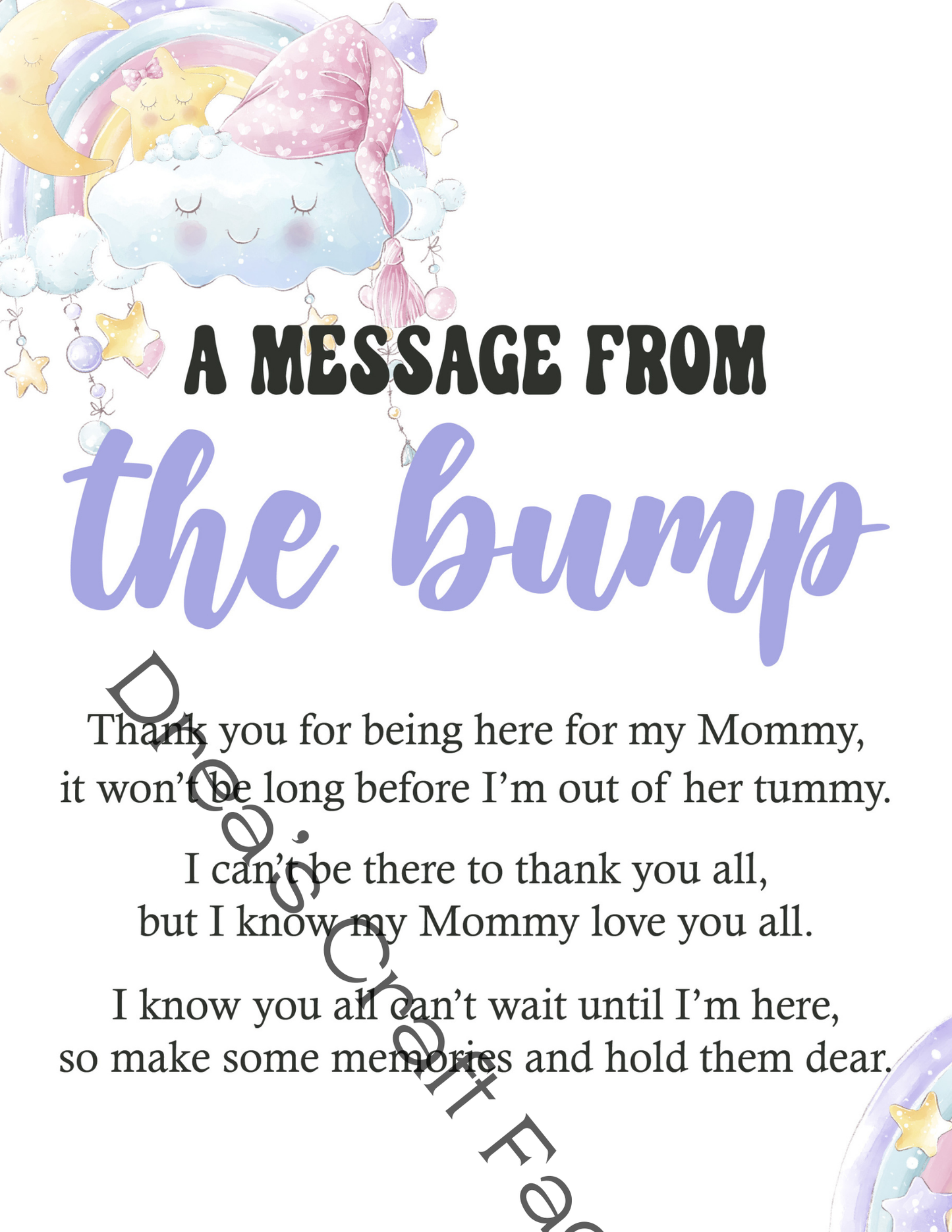 Message from the baby to the guest-Rainbow cloud theme