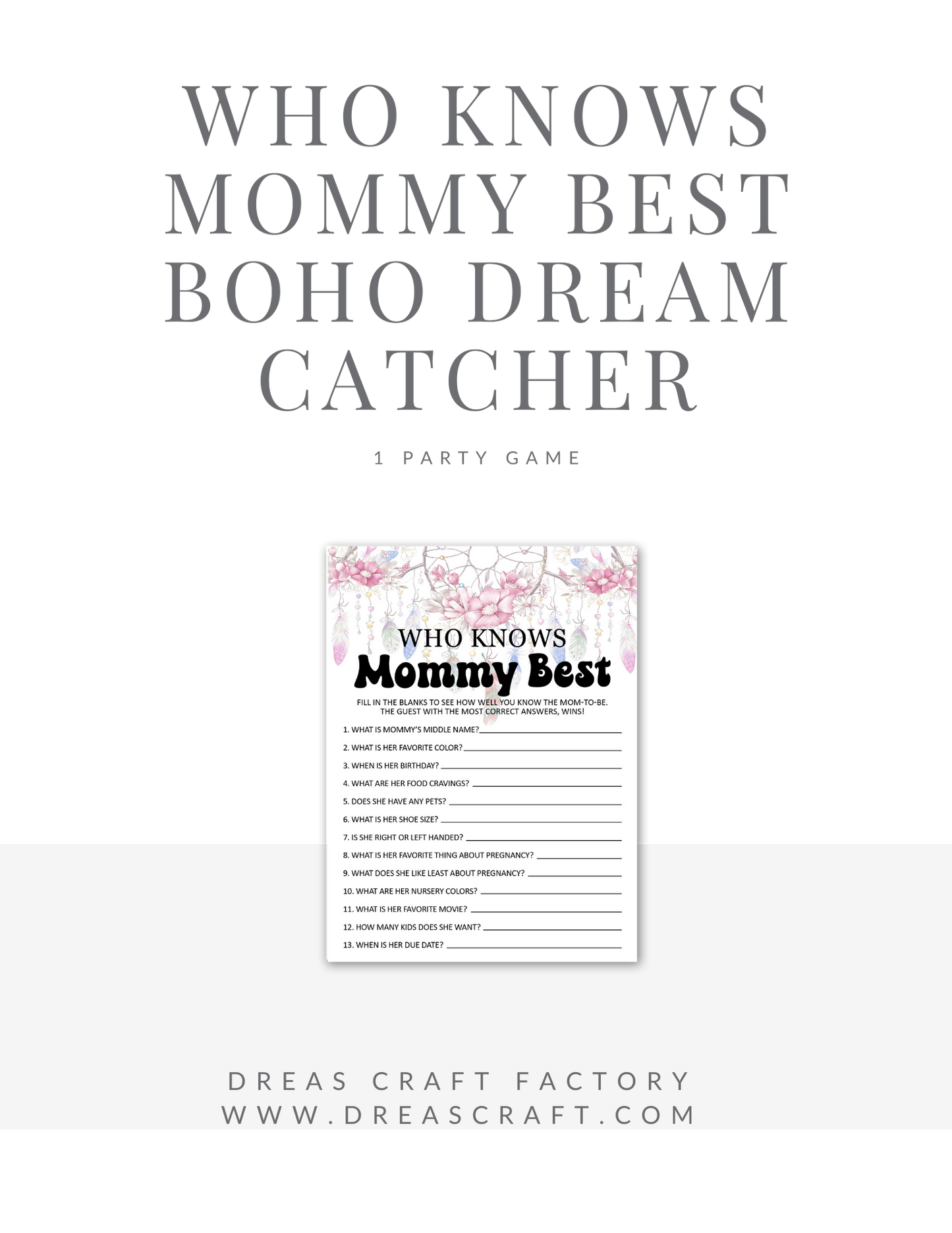 Who Knows Mommy Best Baby Shower Games-Boho Dream Catcher