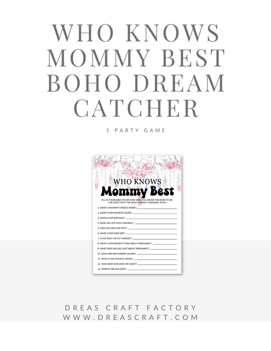 Who Knows Mommy Best Baby Shower Games-Boho Dream Catcher