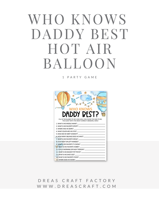 Who Knows Daddy Best Baby Shower Game-Hot Air Ballon