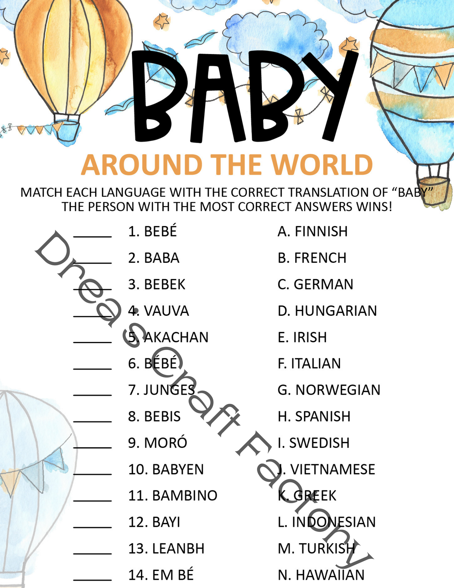 Baby Around the World Blue Hot Air Ballon