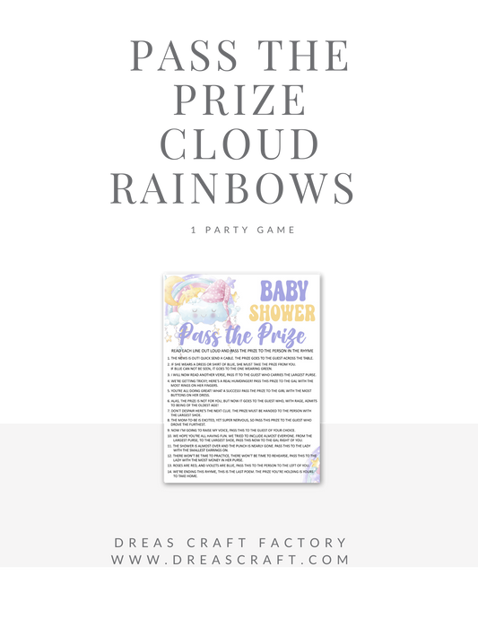 Baby Shower Pass The Prize- Rainbow Clouds