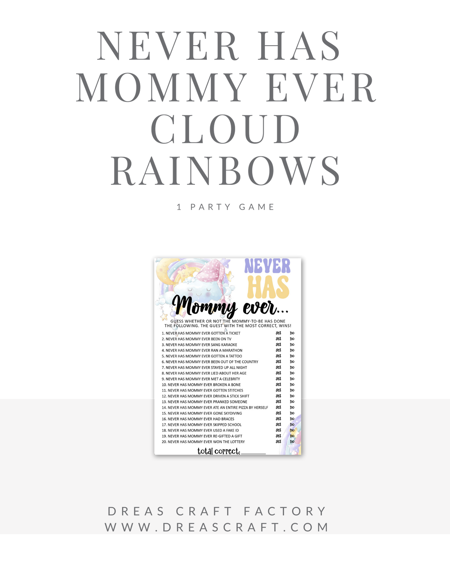 Never Has Mommy Ever Baby Shower Party Game