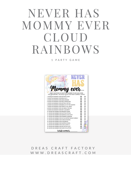 Never Has Mommy Ever Baby Shower Party Game