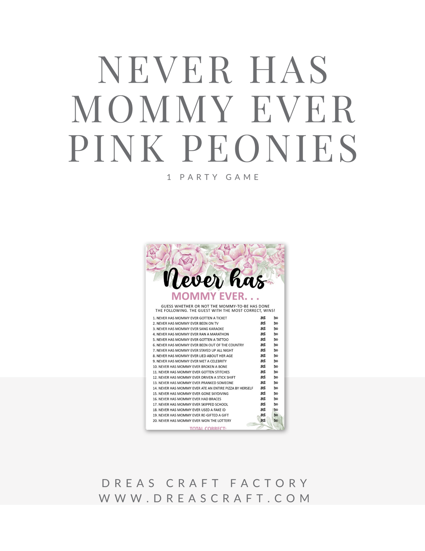 Never Has Mom Ever Baby Shower Game-Pink Peonies