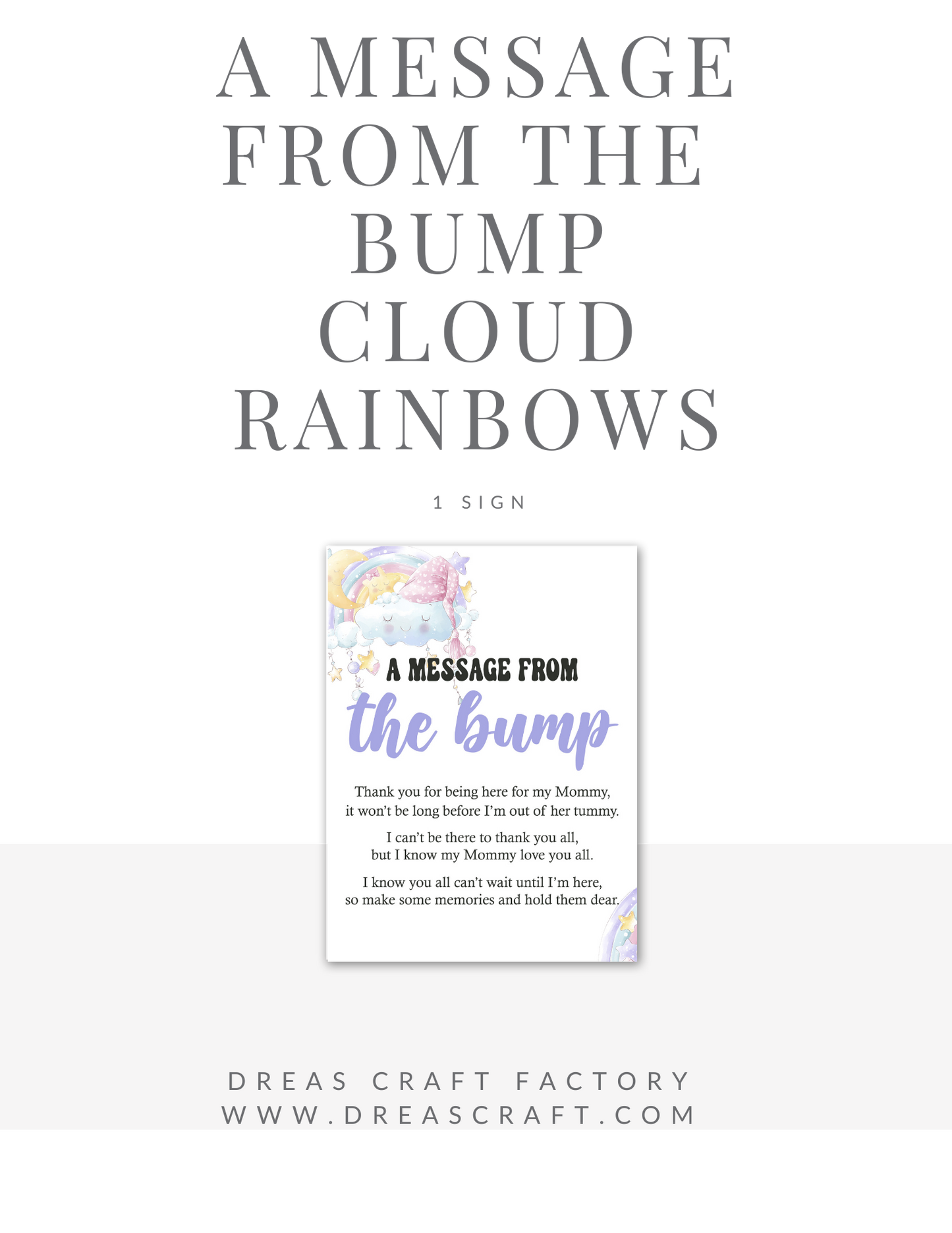 Message from the baby to the guest-Rainbow cloud theme