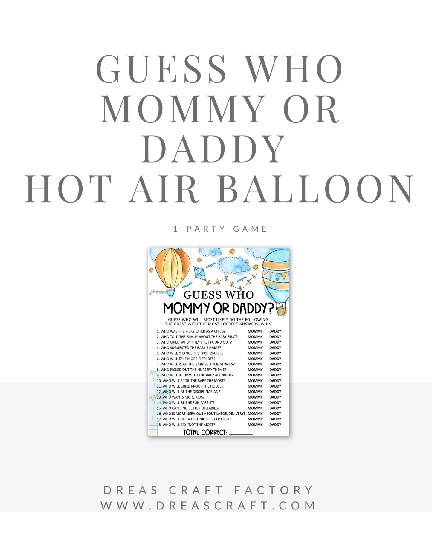 Guess Who Mommy or Daddy-Hot Air Ballon