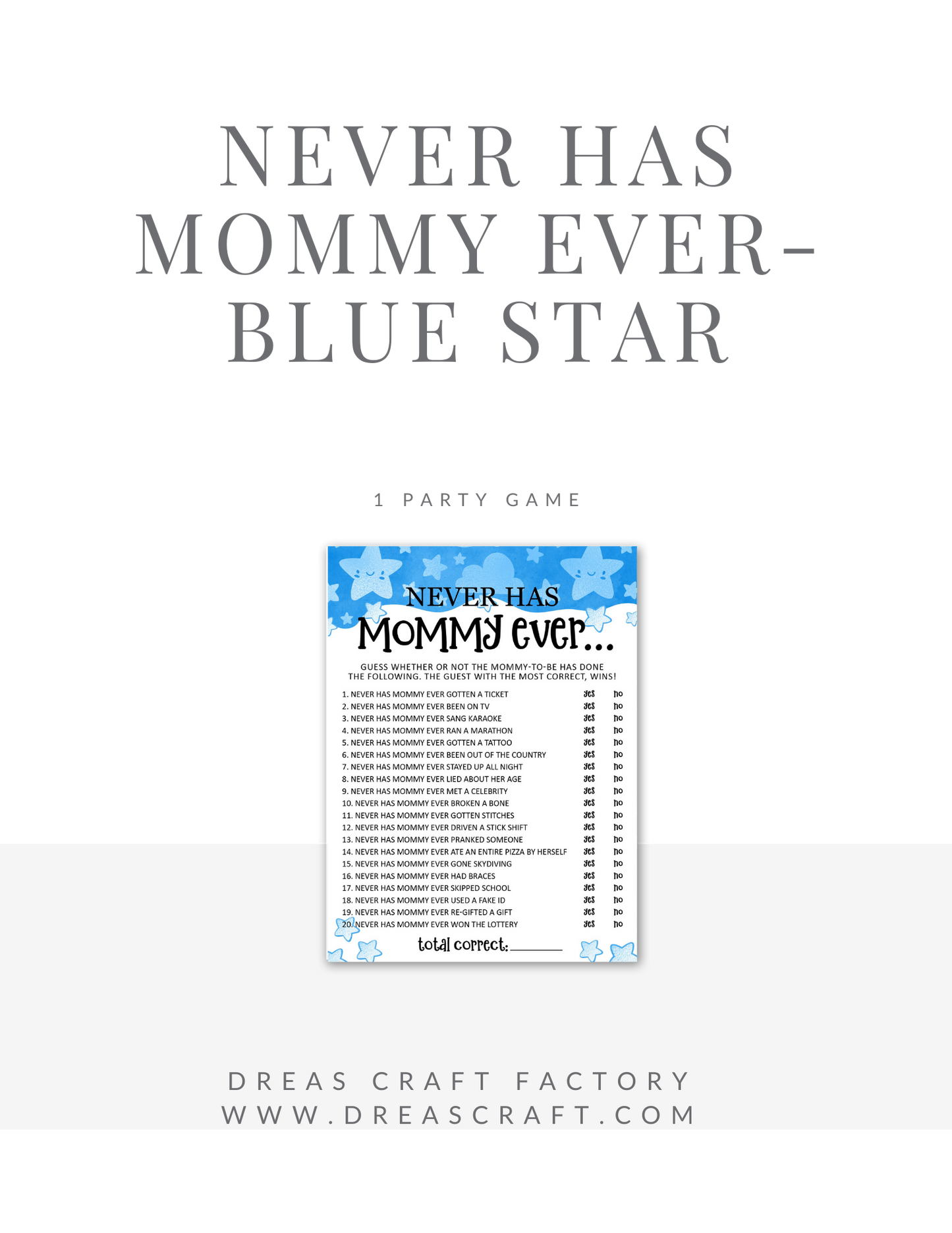 Baby Boy Never Has Mommy Ever Baby Shower Game