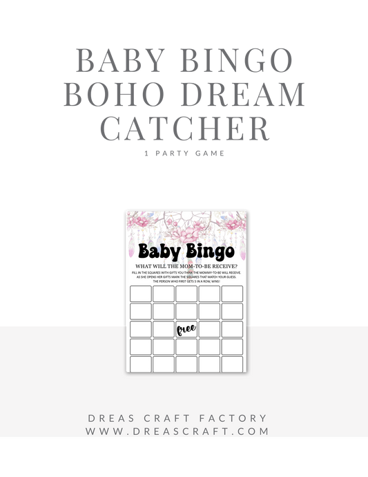 Baby BINGO Baby Shower Game- Boho Dream Catcher