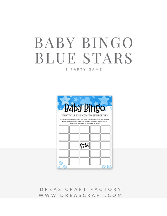 Baby Boy BINGO Baby Shower Game-Blue Stars