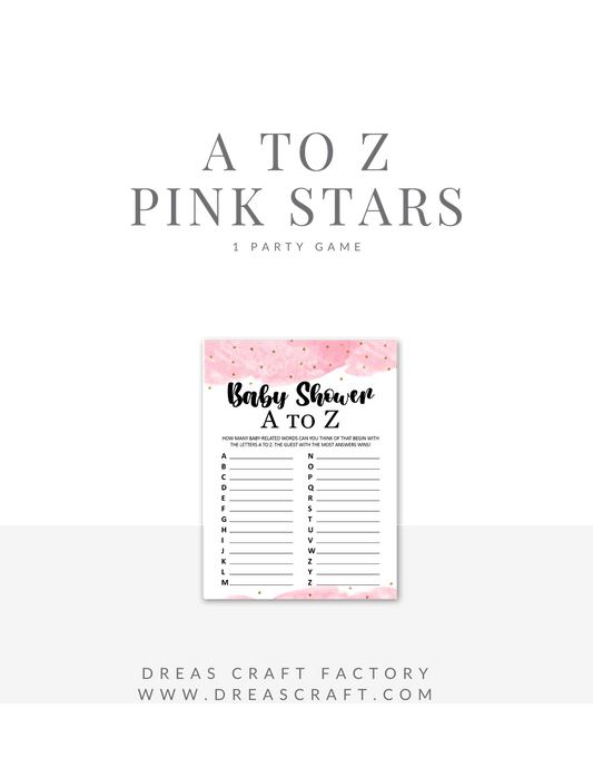 Pink Girl A to Z Baby Shower Game